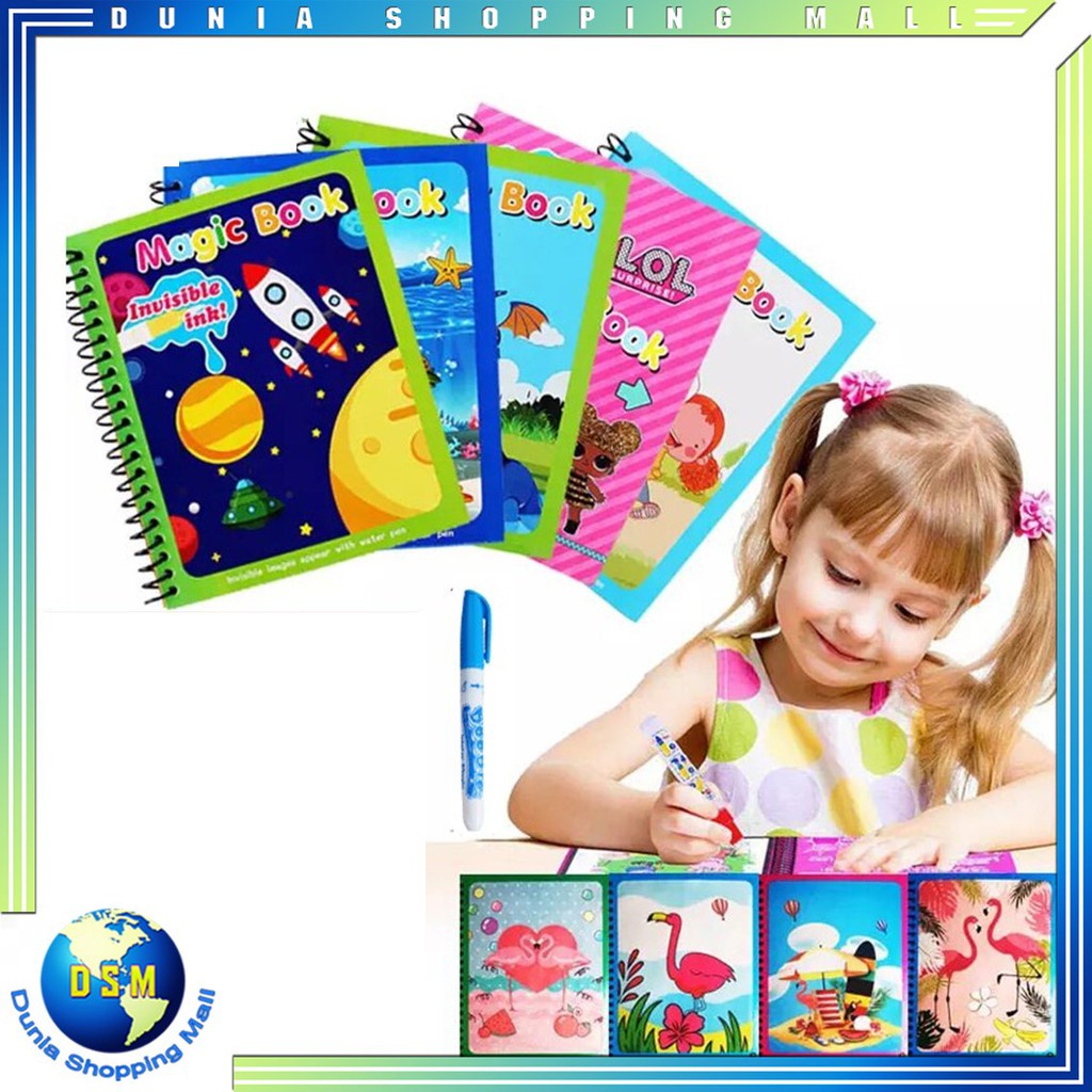 

DSM MAGIC WATER COLORING BOOK INVISIBLE INK BUKU GAMBAR MEWARNAI ANAK SPIDOL AIR