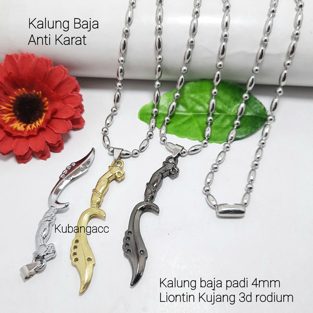Kujang Kalung Rantai Baja Pria Anti Karat Liontin Kujang 3d Kalung Monel Kalung Keren