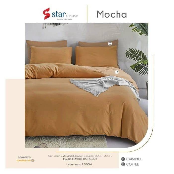 Sprei Set Premium Katun STAR Motif Polos Mocha