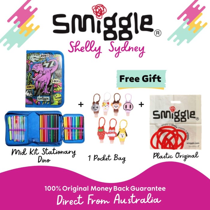 

Smiggle Mid Zip Kit Pencil case tirex Stationary - Smiggle Stationary