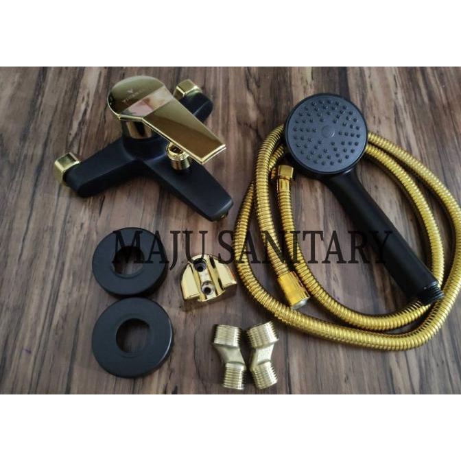 Kran Bathtub Panas Dingin Black Gold Kran Shower Bathtub Black Gold