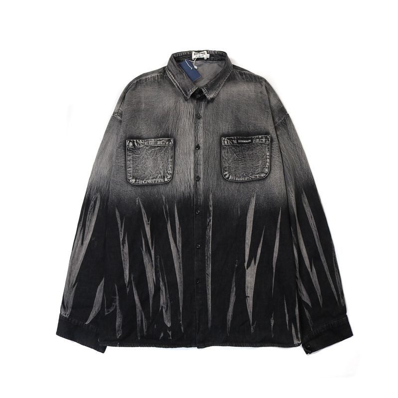 COD##kemeja pria oversize korean style/kemeja putih/Oversized Loose Long Sleeve Shirt Men Jaket Base