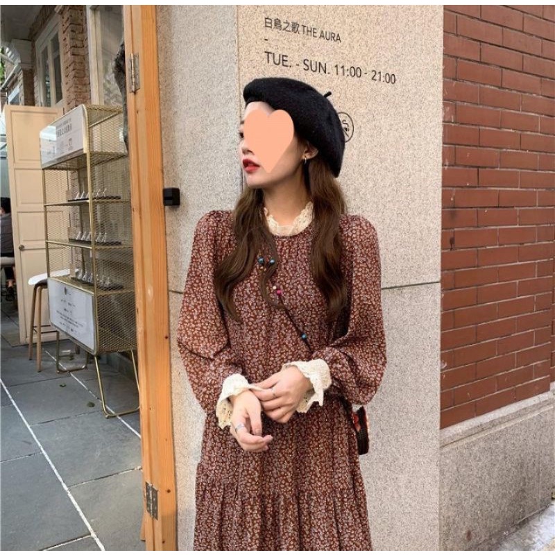 Maxy  dress floral vintage hijabers gamis lebaran 2023