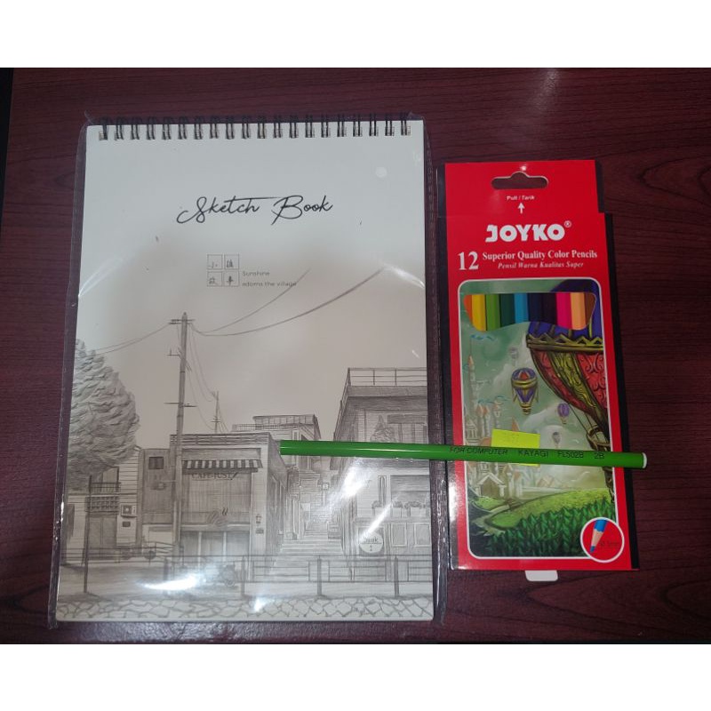 

Buku gambar spiral + pensil warna 12 panjang