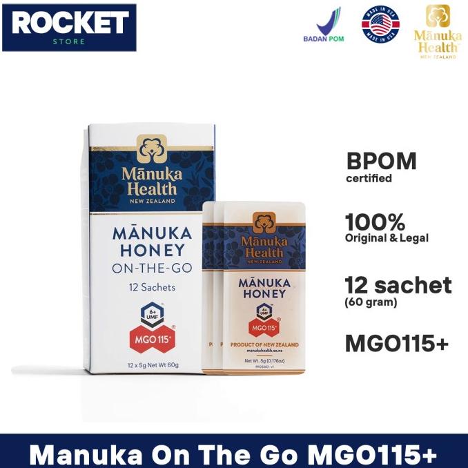 

Manuka Health On The Go 12 Sachet Mgo 115+ - Madu New Zealand 60 Gram