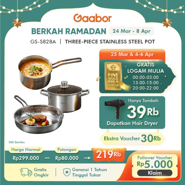 GAABOR PANCI SET 3 ITEM PANCI SOP PANCI SUSU PANCI WAJAN / GS-S828A