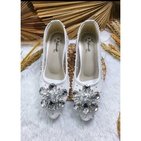 Sepatu wedding Cantik Bianca putih hak kaca 5cm