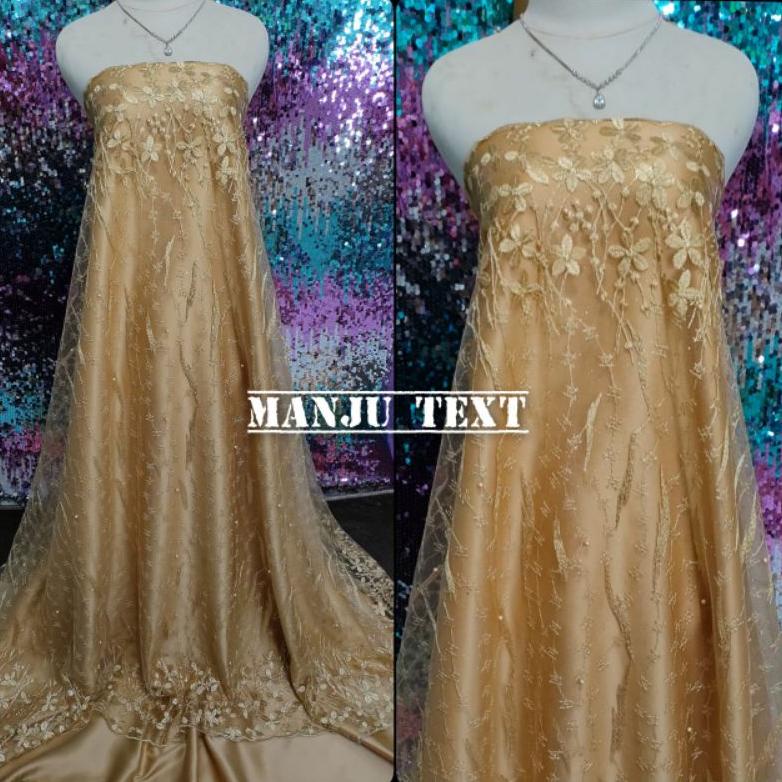 TERLARIS PROMO Kain tile akar tumpal/brokat akar mutiara/bahan tulle akar /bahan dress,gaun,seragama