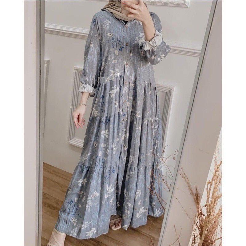 ABERIA DRESS FULL KANCING BUSUI - GAMIS RAYON JUMBO MOTIF ABERIA