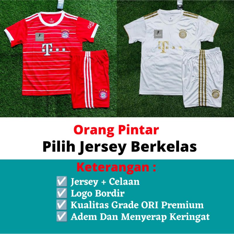 Setelan Jersey Bayern Munchen Anak Kids Junior Home 2023 2024 Grade Ori Import Baju Sepak Bola Anak