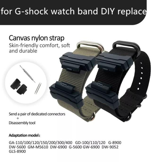 Tali Strap Kanvas Nato Canvas Casio G-Shock Adapter Konektor Gshock