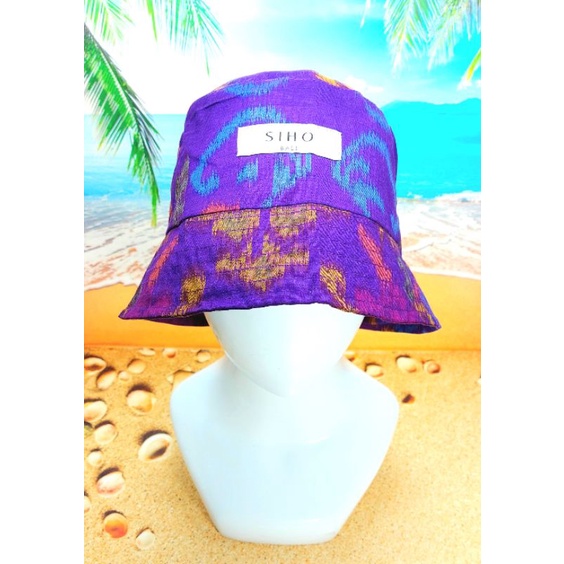 SIHO BALI Topi Bucket Hat TENUN ENDEK UNGU