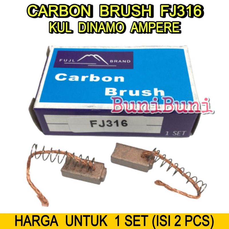 CARBON BRUSH ALTERNATOR FJ 316 / Kul Cool Ampere Mobil Kijang Super 5K / Zebra 1.0 S88 - 1.3 S89 / Carry Extra - 1 SET FJ316