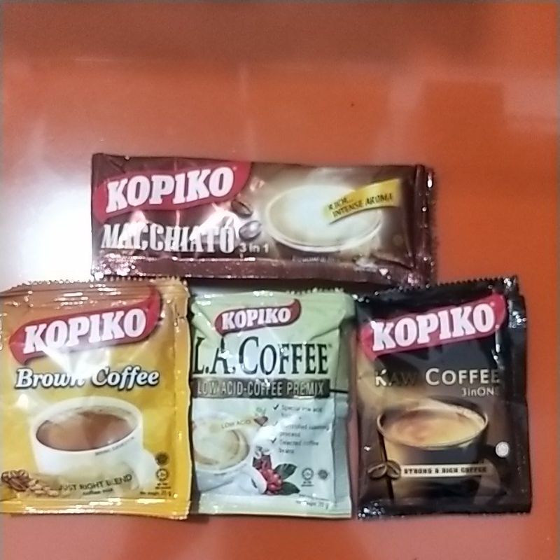 

Kopiko Brown Coffee Macchiato Kaw Coffee L.A.Low Acid Coffee Premix