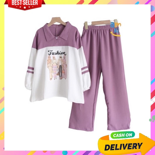 Baju Setelan Muslim Anak Perempuan Cewek 9 Tahun  5 Th 3 2 Remaja Setcel Atasan Oneset Kekinian Ootd