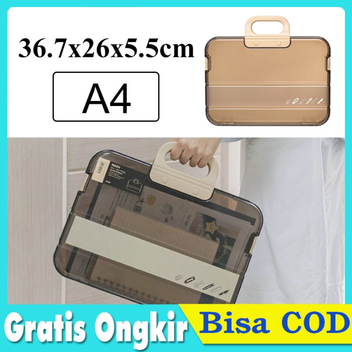 

Terlaris Carry File Box F4 (Folio) Tebal Transparent Expanding File Handle