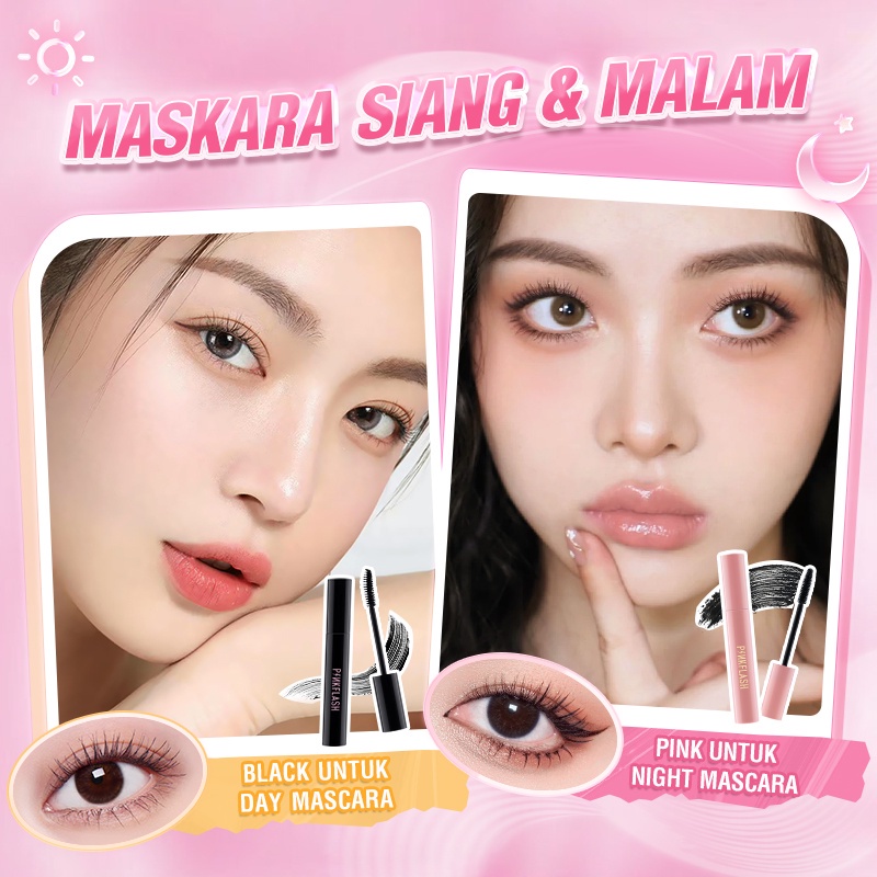 PINKFLASH Maskara Day &amp; Night Lengthening Volume Waterproof Long-lasting Sweatproof Mascara Black PF-E08