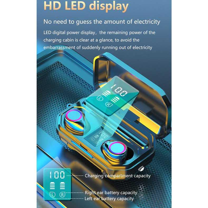 QJ Earphone TWS Bluetooth 5.0 + Charging Case Flashlight 3500mAh 12