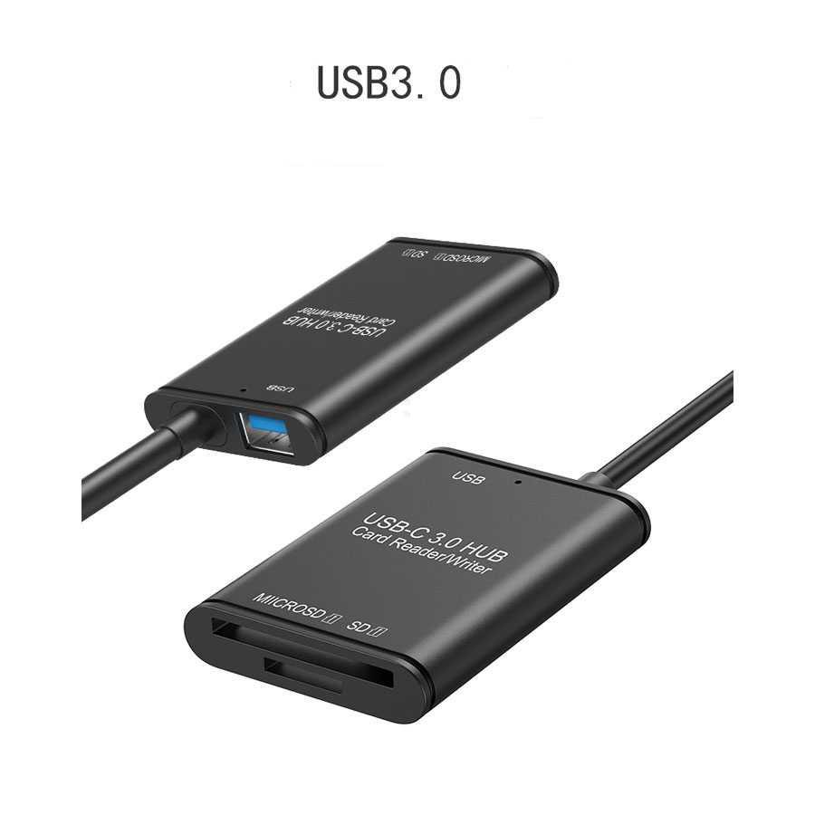 Card Reader USB Type C 3 in 1 USB 3.0 Hub Micro SD / SD Card C-500