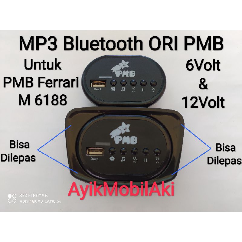 Modul MP3 Bluetooth Bulat Oval ORI PMB 6 Volt dan 12 Volt / ORI PMB Aki 6 Volt 4,5Ah"Dijamin ORI"