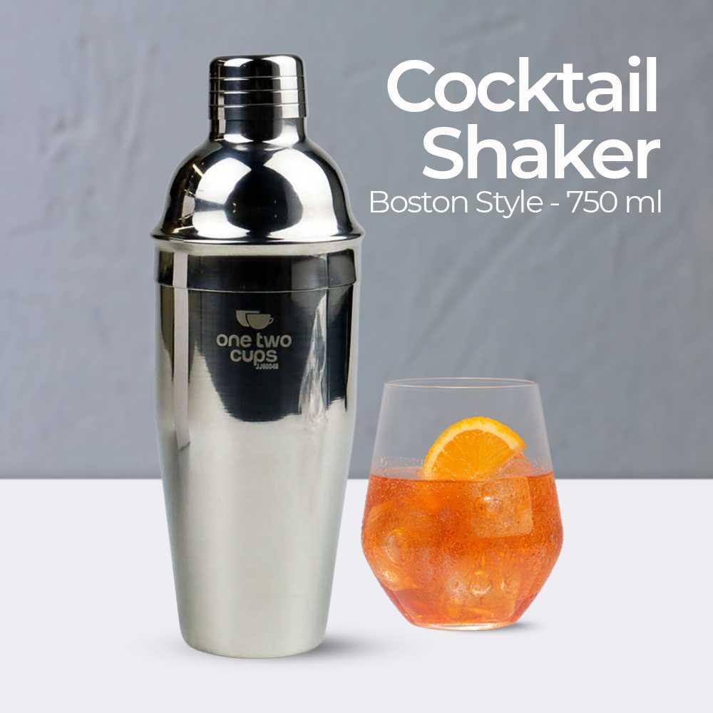 One Two Cups Cocktail Shaker Bartender Boston Style Stainless JJ60048