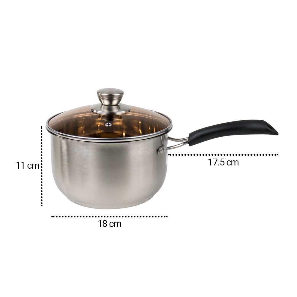 Panci Masak Soup Milk Pot Stainless Steel 18cm KC0406 SI LAI FU Panci Anti Lengket Stainless Dandang Panci Stainless Panci Tutup Kaca Panci Serbaguna Panci Jawa Pan Anti Lengket Dandang Nasi Panci Kaca Alat Masak Camping Panci Stainless Steel Panci Masa