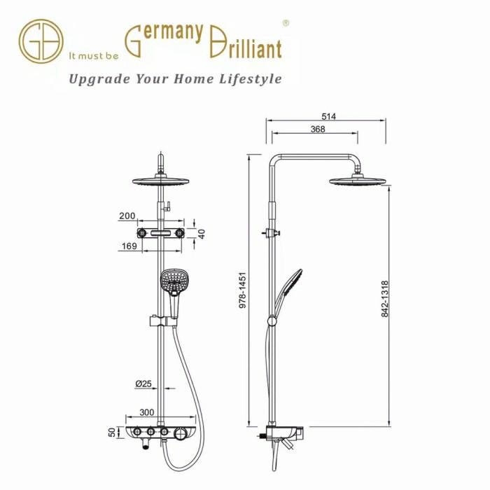 Luxury Mixer SHOWER SET Germany Brilliant GBV1388B 3in1 GBV1388 1388