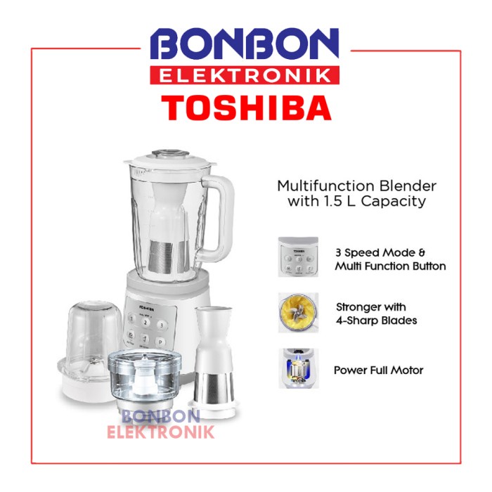 Toshiba Blender Plastik 4 in 1 1.5L BL-20PR2 / 1.5 L BL20PR2