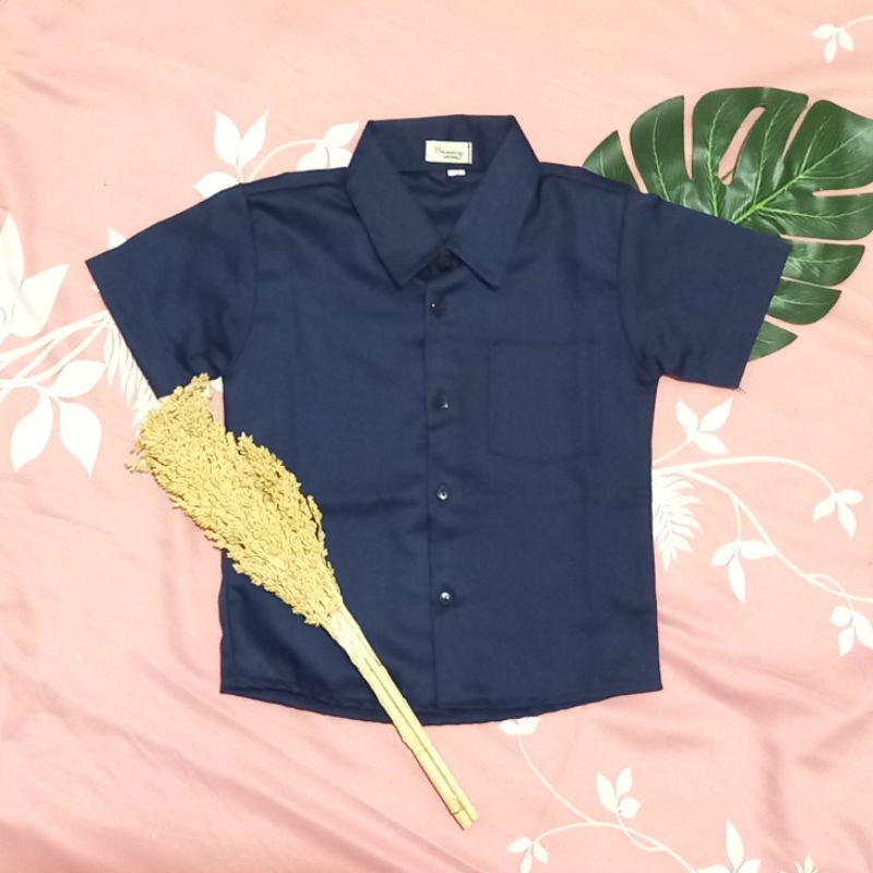 Hem Anak / Kemeja Anak / Baju Anak Warna Biru Dongker / Navy Bahan Katun Toyobo