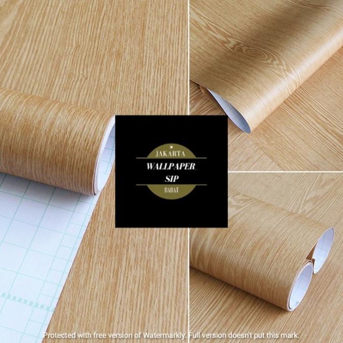 wallpaper stiker dinding motif kayu kuning muda