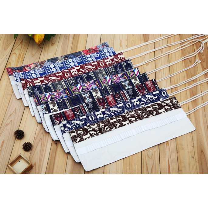 MARCO Bohemian Tas Pensil Gulung Canvas 48 Slot 20.5x55cm EN-71 Tempat Pensil Kotak Pensil Korean Style Tempat Pensil Aesthetic Kotak Pensil Aesthetic Tempat Pensil Anak Perempuan Kotak Pensil Anak Perempuan Tempat Pensil Aesthetic Korean Style Kotak Pens