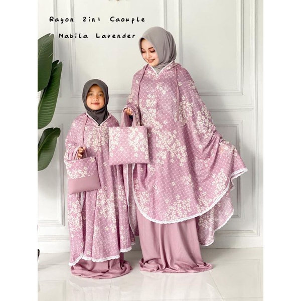 [New Arrival] Mukenah Lebaran Mukena Rayon Caouple 2In1 Nabila Free Tas Free Ongkir Z89 / Mukena Dew