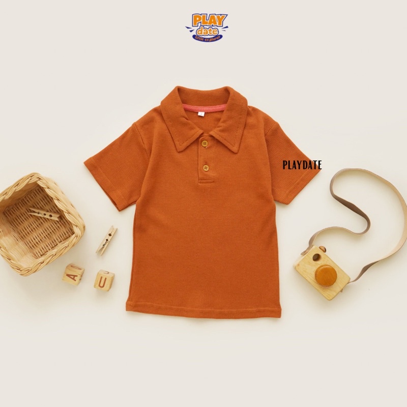 Playdate Baju Polo Tshirt Kaos Kerah Anak Cowo Cewe 1 sampai 5 Tahun Bahan Wafel