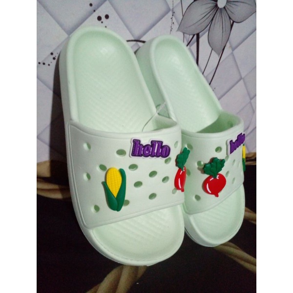 BALACA = Sandal slop perempuan dewasa motif gambar - gambar  size 36 - 41