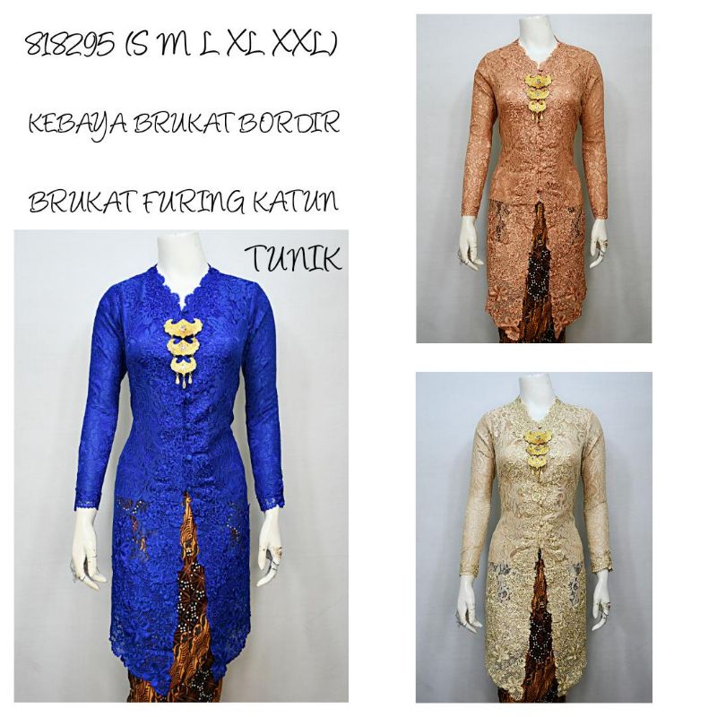 Indah KEBAYA BRUKAT BORDIR TUNIK ENCIM MODERN LENGAN PANJANG FURING KATUN KEBAYA WISUDA KEBAYA KATUN