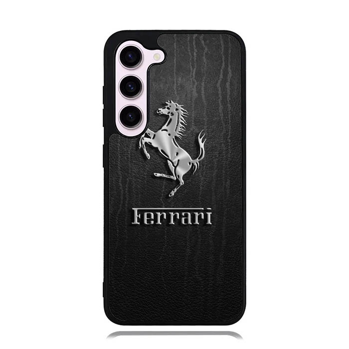 Casing Samsung S23 S22 S21 S20 S10 S10e S9 S8 S7 Ultra Plus FE Lite Edge 2020 5G Ferrari Logo wood 3