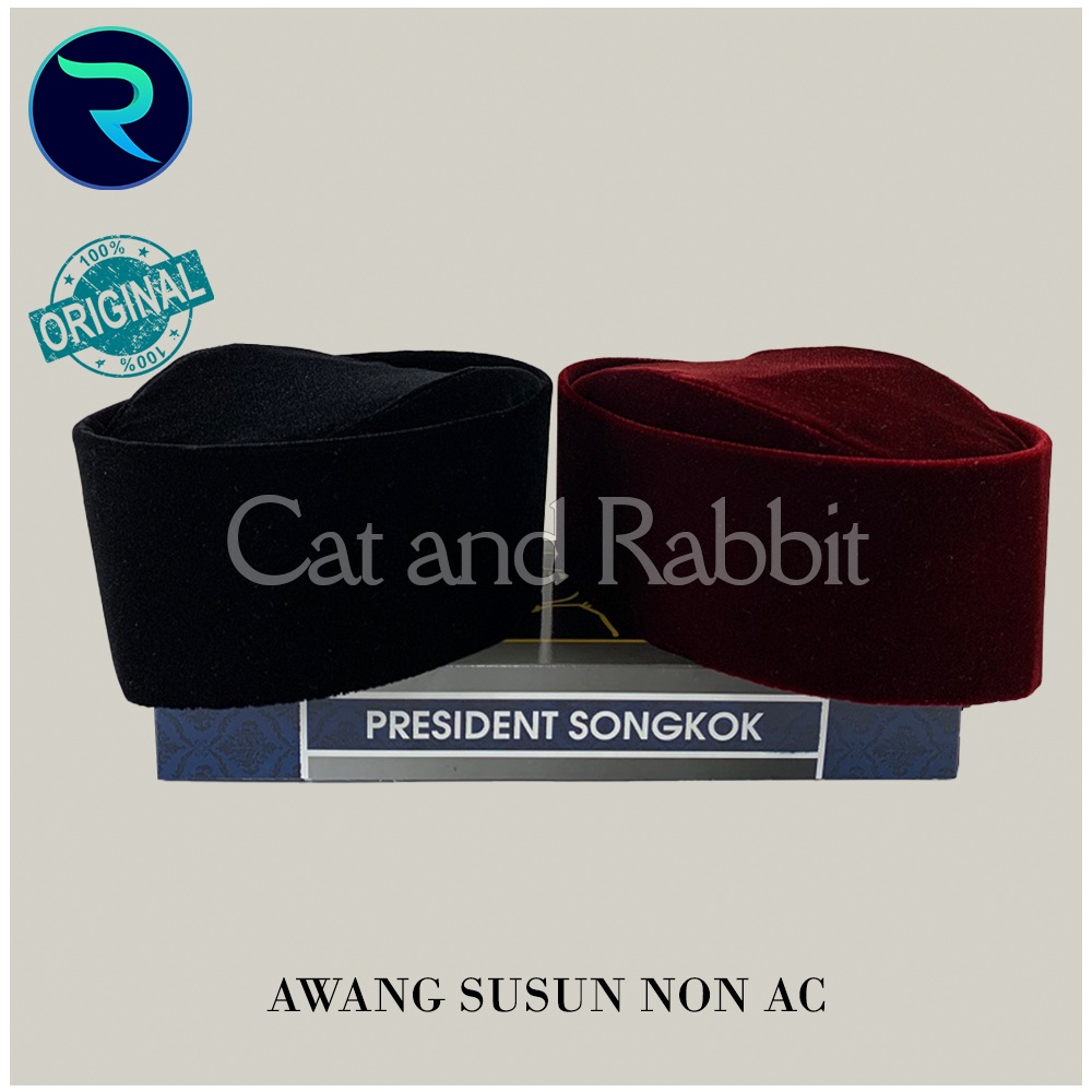 Songkok Peci SUSUN AWANG NON AC Tinggi 8 9 Peci Kopiah Hitam Merah Maroon Polos Kopeah Beludru Pigeo