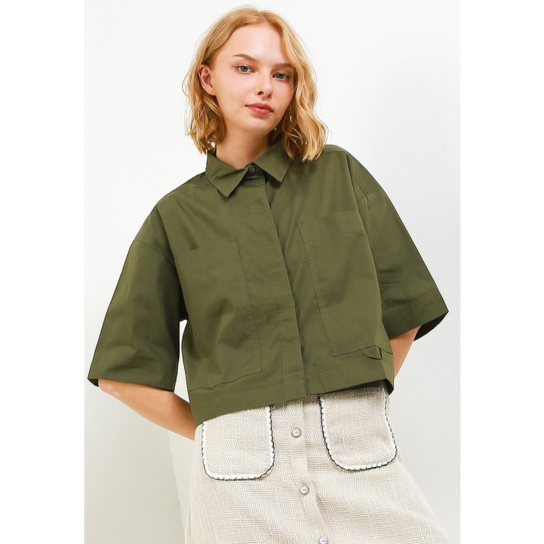 Kemeja Wanita Hush Puppies Original Cewek Urban Versatile Katun Dc Lexy Boxy Shirt Perempuan