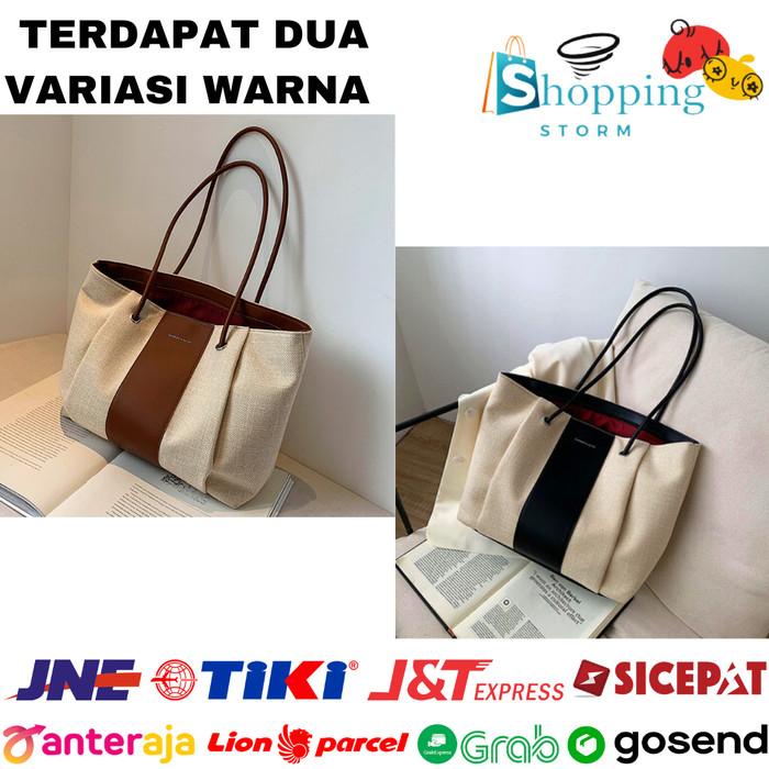Tas Kanvas Wanita Fashion Besar Tas Tote Bag Bahu Shoulder Bag Canvas