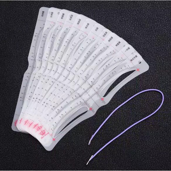 Eyebrow Ruler Set 12 pcs  Bantu Lukis Penggaris Cetakan Alis mata