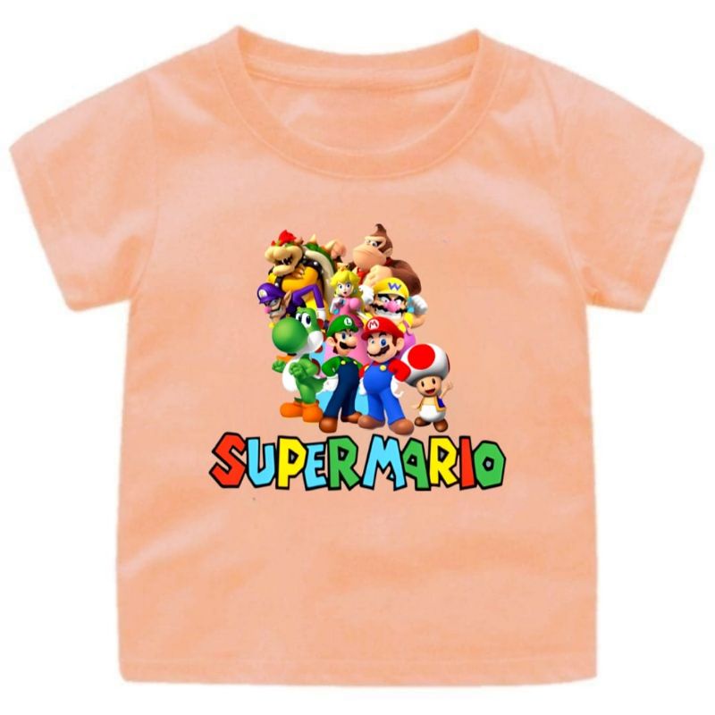 SUPER MARIO NEW Baju Kaos Anak Cowok-Cewek 1-12Tahun SUPER MARIO TERBARU