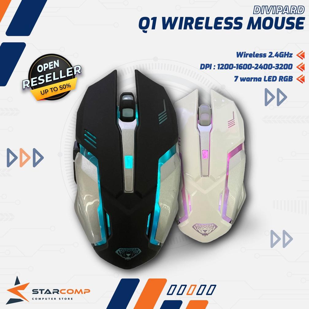 Mouse Wireless Gaming Charging Silent 2.4Ghz 7 Color RGB Divipard Q1