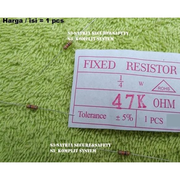 Coklat 47K ohm Resistor se per empat 1 per 4 W watt 5 persen 47 K  Ohm 47Kohm