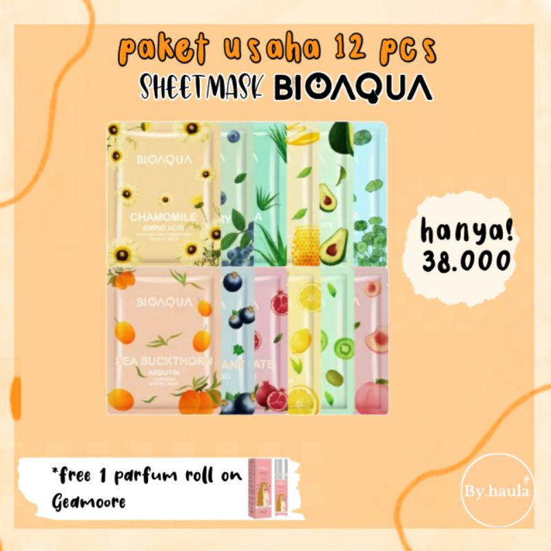 PAKET USAHA 12Pcs SHEETMASK BIOAQUA - Paket hemat sheetmask bioaqua