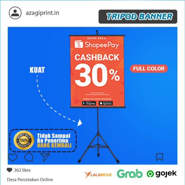 

Impra Cetak Tripod Banner + Tiang Ukuran 80X60Cm Include Board