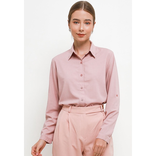 Kemeja Wanita Cardinal Original Polos Cewek Rayon Femme Lengan Panjang Perempuan