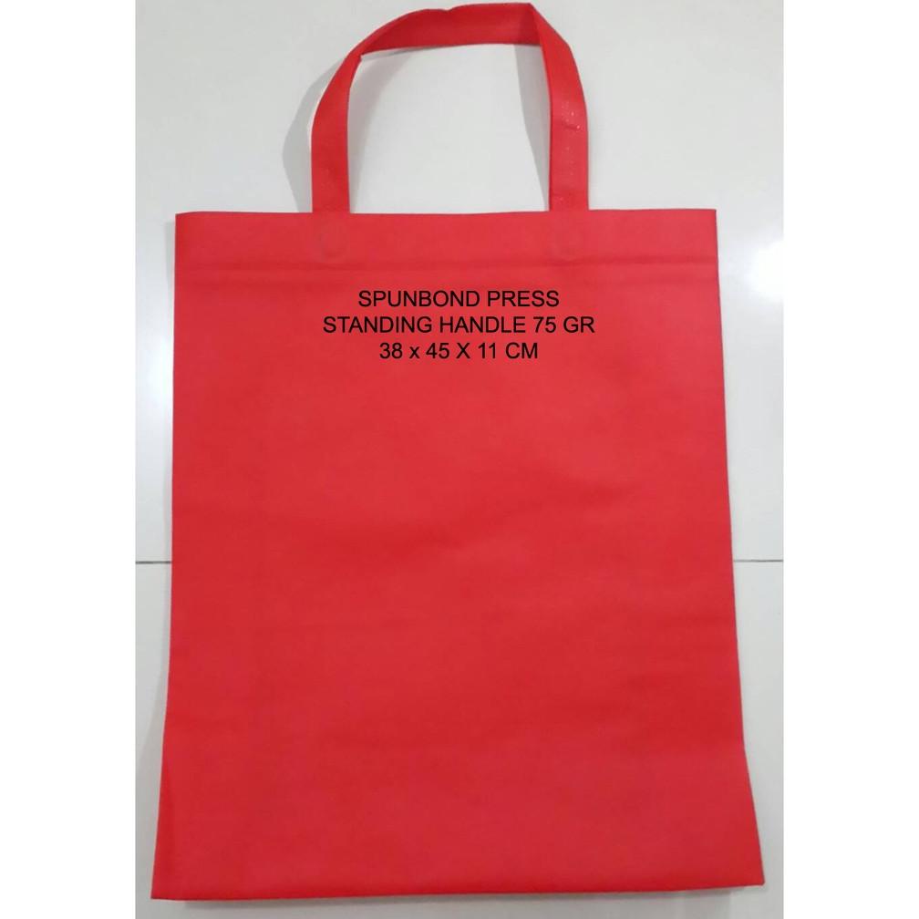 

[Lusin] Tas Kain Press Spunbond 75 Gsm Standing Handle Polos Uk 38 X 45 X 11 Cm Promo Best Seller!