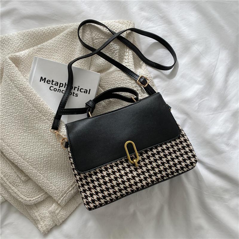 Sera Tas Wanita 2023 Tas Baru Musim Gugur dan Musim Dingin Tekstur Satu Bahu Messenger French Niche High-End Tote Bag Houndstooth