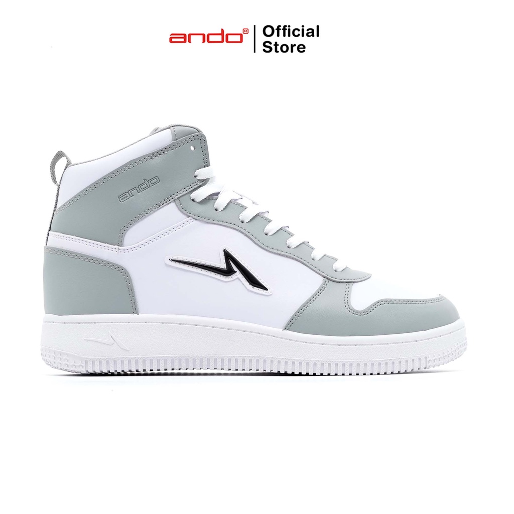 Ando Official Sepatu Sneakers Tricks High Pria Dewasa - Putih/Abu-Abu Muda