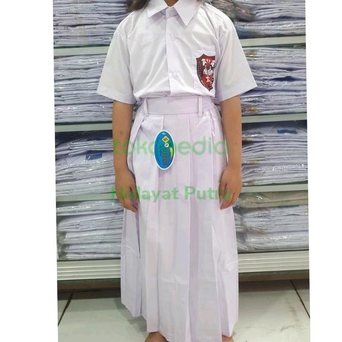 SERAGAM SEKOLAH ROK PANJANG PUTIH REMPEL SD SMP SMA MERK SERAGAM